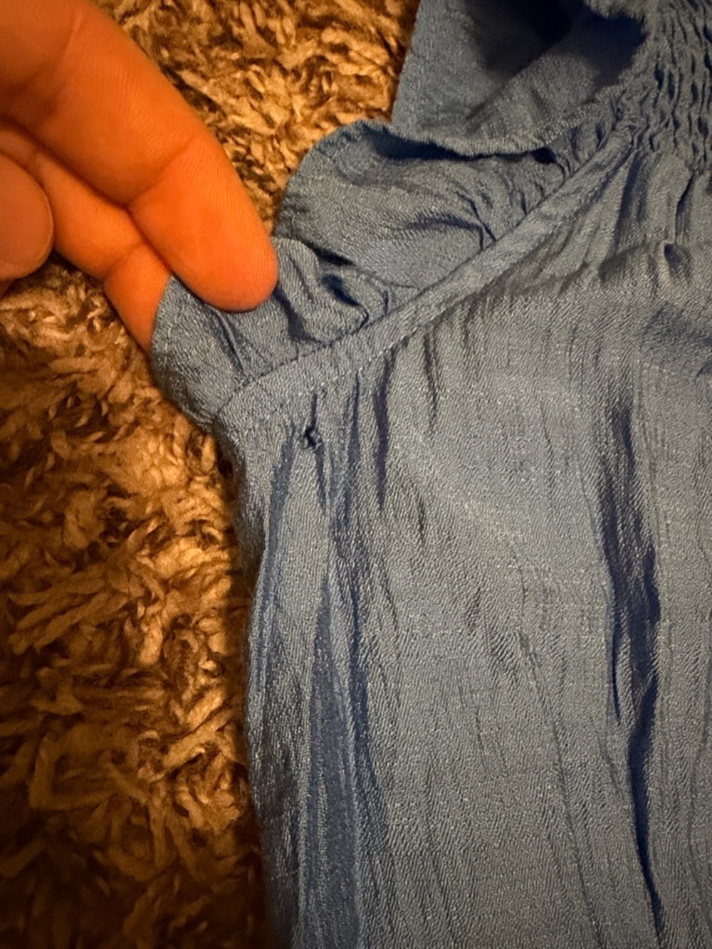 Umgee Blue Babydoll Dress Smocked Ruffle Sleeve Cottagecore M - Picture 11 of 11